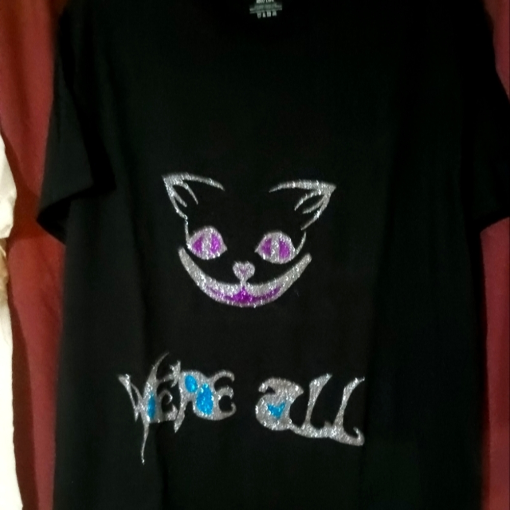 We're all mad here glitter T-shirt
